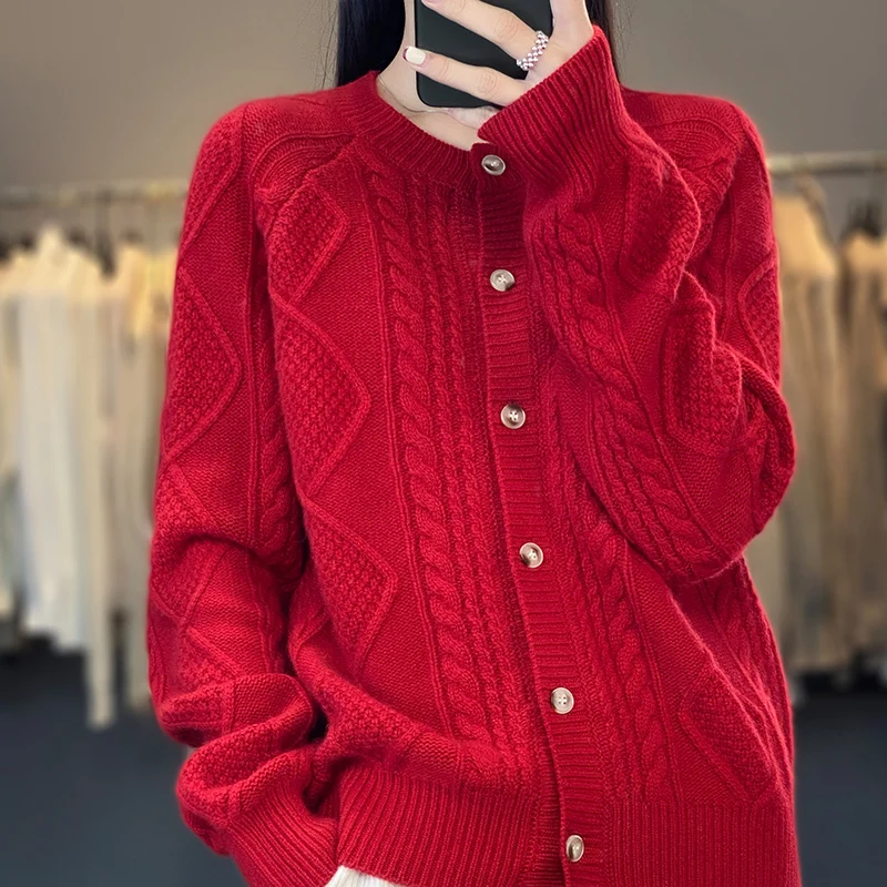 2023 Spring New Women's Cardigan 100% Pure Wool O-Neck Long Sleeve Women's Coat Korean Soft Fashion Women's Top
2023 Spring New Women's Cardigan 100% Pure Wool O-Neck Long Sleeve Women's Coat Korean Soft Fashion Women's Top