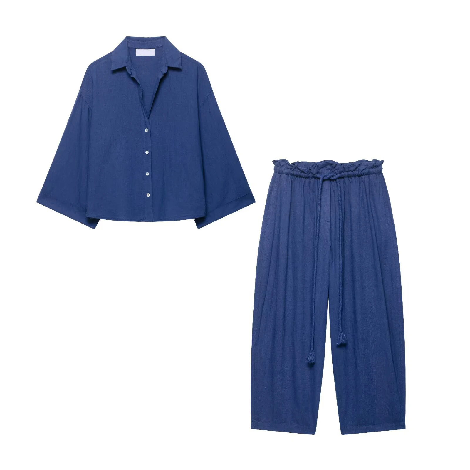 Синяя смешанная свободная блузка, комплект из 2 предметов, женские рубашки с длинным рукавом и v-образным вырезом, осенние повседневные модные комплекты брюк до щиколотки с завязками
Синяя смешанная свободная блузка, комплект из 2 предметов, женские рубашки с длинным рукавом и v-образным вырезом, осенние повседневные модные комплекты брюк до щиколотки с завязками