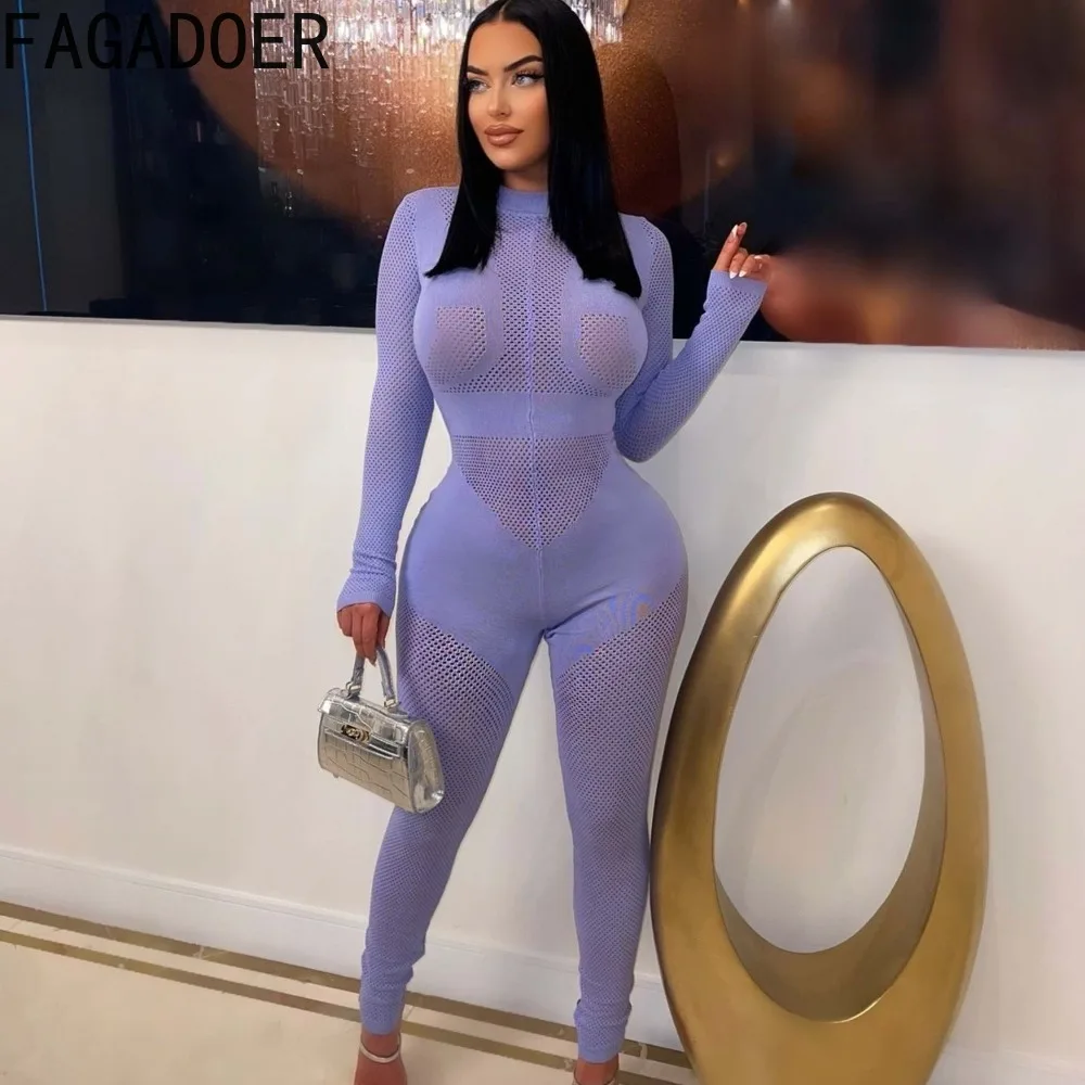 FAGADOER Sexy Knitted Hollow Perspective Bodycon Jumpsuits Women Round Neck Long Sleeve Skinny Pants Playsuits Female Overalls
FAGADOER Sexy Knitted Hollow Perspective Bodycon Jumpsuits Women Round Neck Long Sleeve Skinny Pants Playsuits Female Overalls