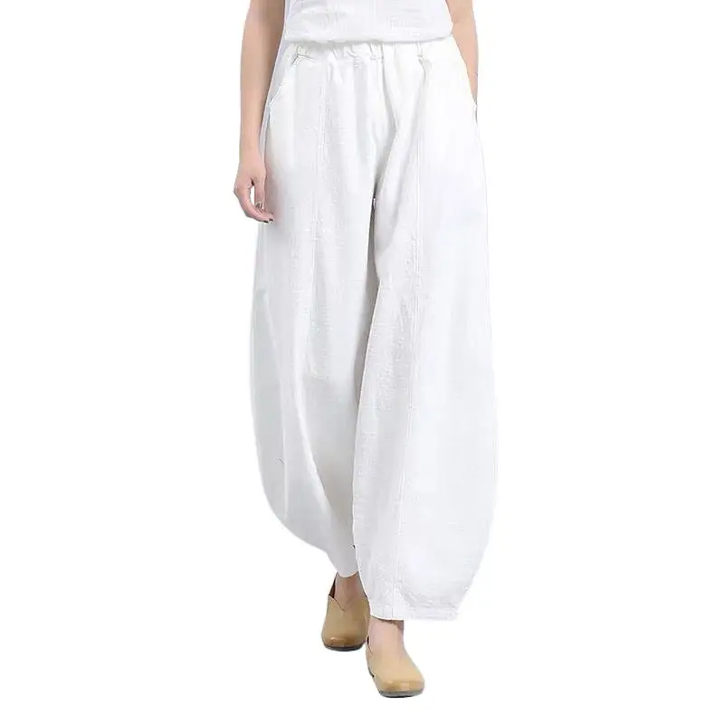 Women Wide Leg Pants 2024 Spring Cotton Linen Elastic Waist Pants Solid Basic Pantalon With Pockets Casual Simple Retro Trousers
Women Wide Leg Pants 2024 Spring Cotton Linen Elastic Waist Pants Solid Basic Pantalon With Pockets Casual Simple Retro Trousers