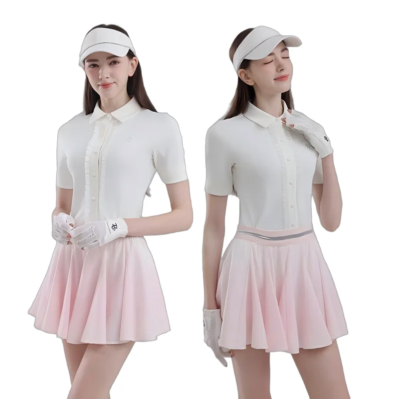 PL Sports Women Golf Short Sleeve Polo Shirt Slim Elegant Tops Lady High Waist Multi-layer Pleats Skirts Golf Ruffle Skorts 
PL Sports Women Golf Short Sleeve Polo Shirt Slim Elegant Tops Lady High Waist Multi-layer Pleats Skirts Golf Ruffle Skorts