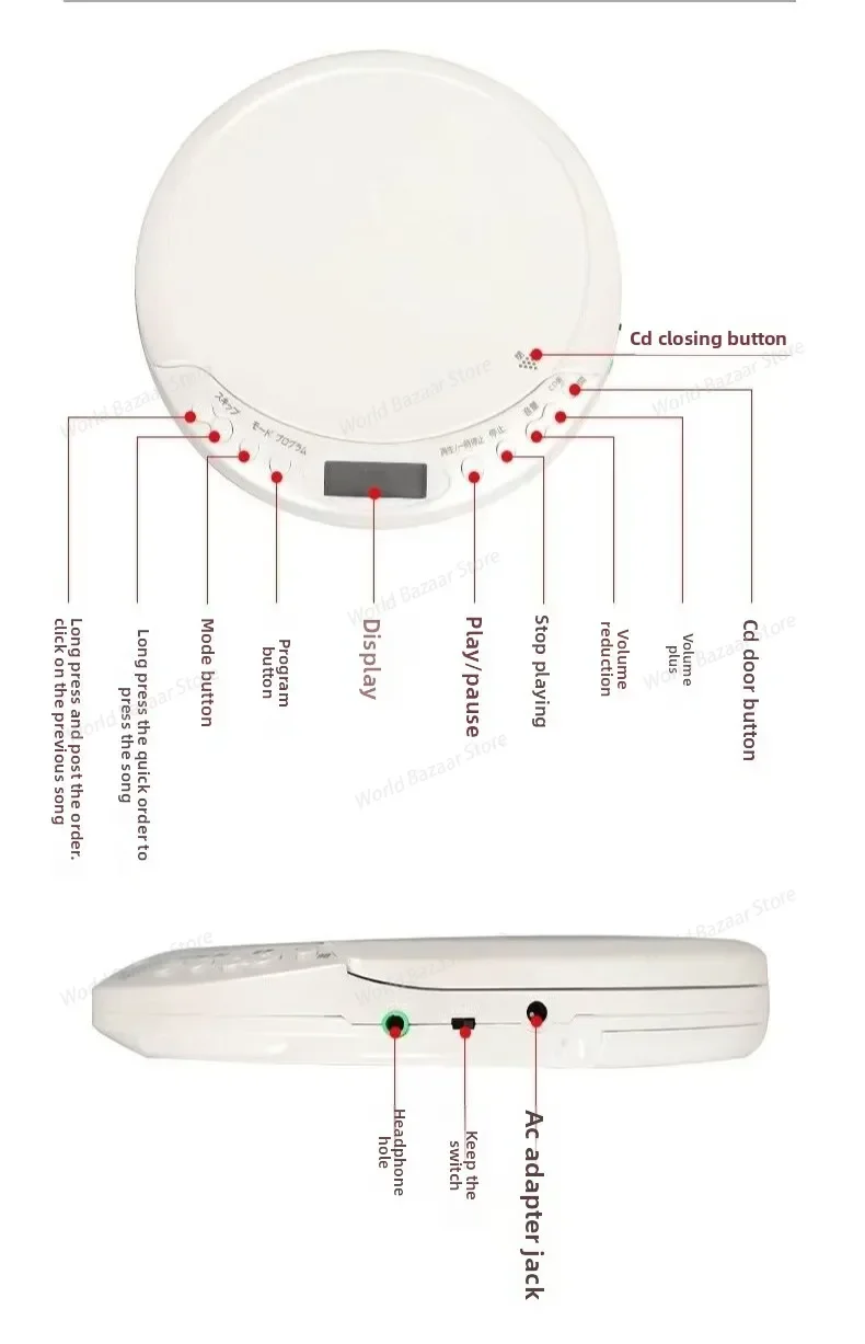 Portable CD Walkman Intelligent Learning Machine Bluetooth Player Prenatal Education Machine LCD Screen Display
Portable CD Walkman Intelligent Learning Machine Bluetooth Player Prenatal Education Machine LCD Screen Display