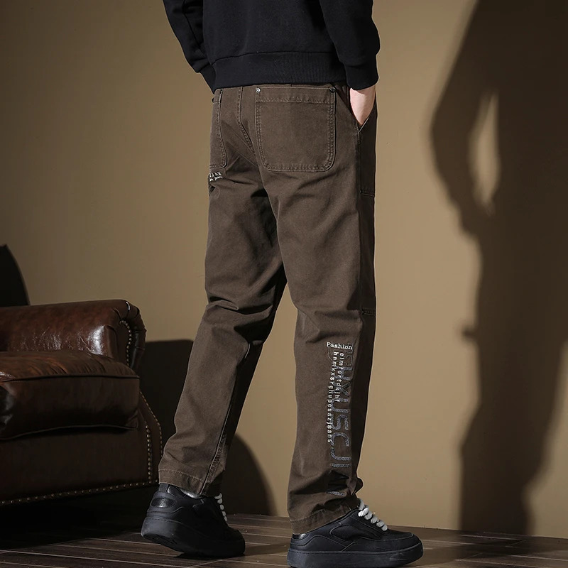 High-end American retro cotton men's work trousers Autumn high street solid colour personality printing straight trousers
High-end American retro cotton men's work trousers Autumn high street solid colour personality printing straight trousers