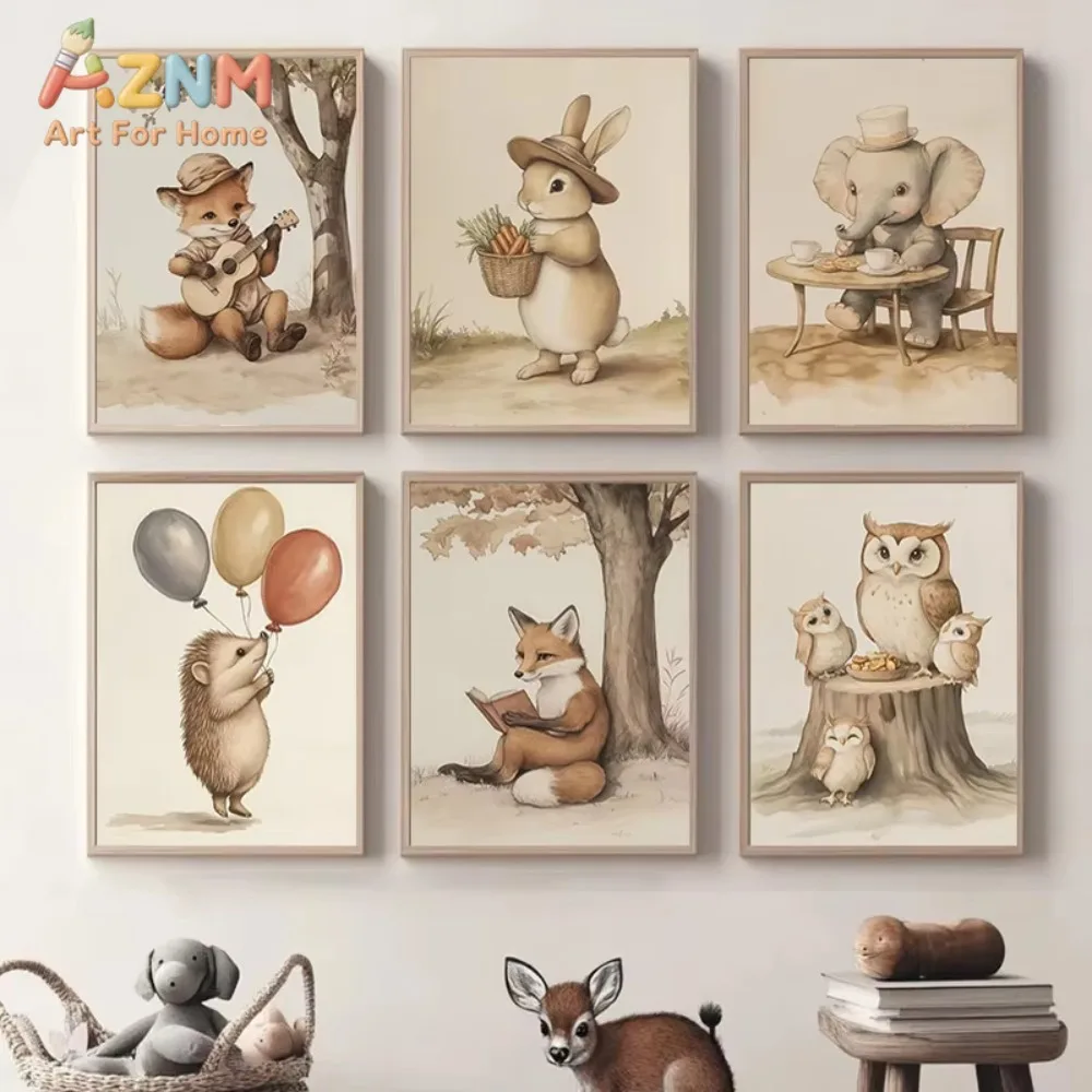 1pc Retro Fox Playing Guitar Reading Penguin Bunny Elephant Dancing Posters Canvas Paintings Prints Wall for Nursery Home Decor
1pc Retro Fox Playing Guitar Reading Penguin Bunny Elephant Dancing Posters Canvas Paintings Prints Wall for Nursery Home Decor