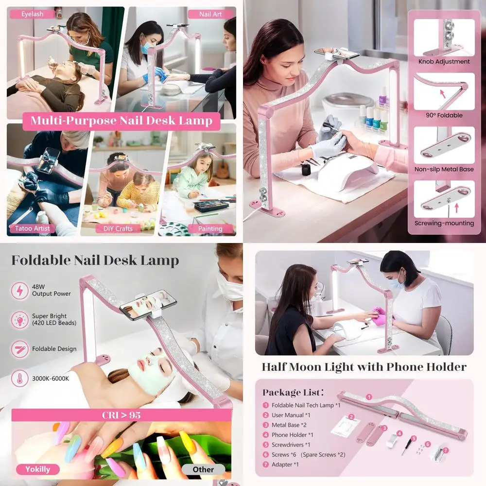 34 Складная светодиодная настольная лампа в форме полумесяца — бестеневое освещение для салона и маникюра розового цвета
34 Складная светодиодная настольная лампа в форме полумесяца — бестеневое освещение для салона и маникюра розового цвета