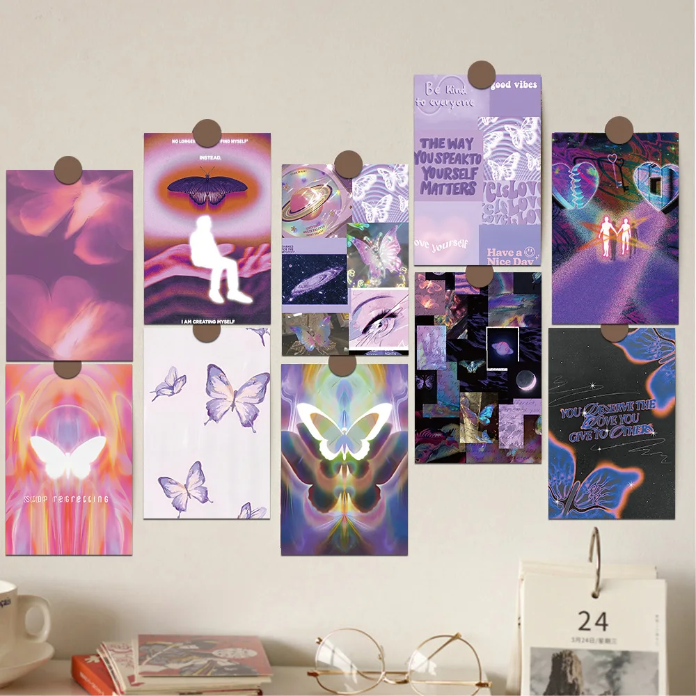 10Pcs/Set Ins Style Purple Fantasy Butterfly Postcard Niche Movie Art Decoration Poster Cards Room Wall Creative Wall Stickers
10Pcs/Set Ins Style Purple Fantasy Butterfly Postcard Niche Movie Art Decoration Poster Cards Room Wall Creative Wall Stickers