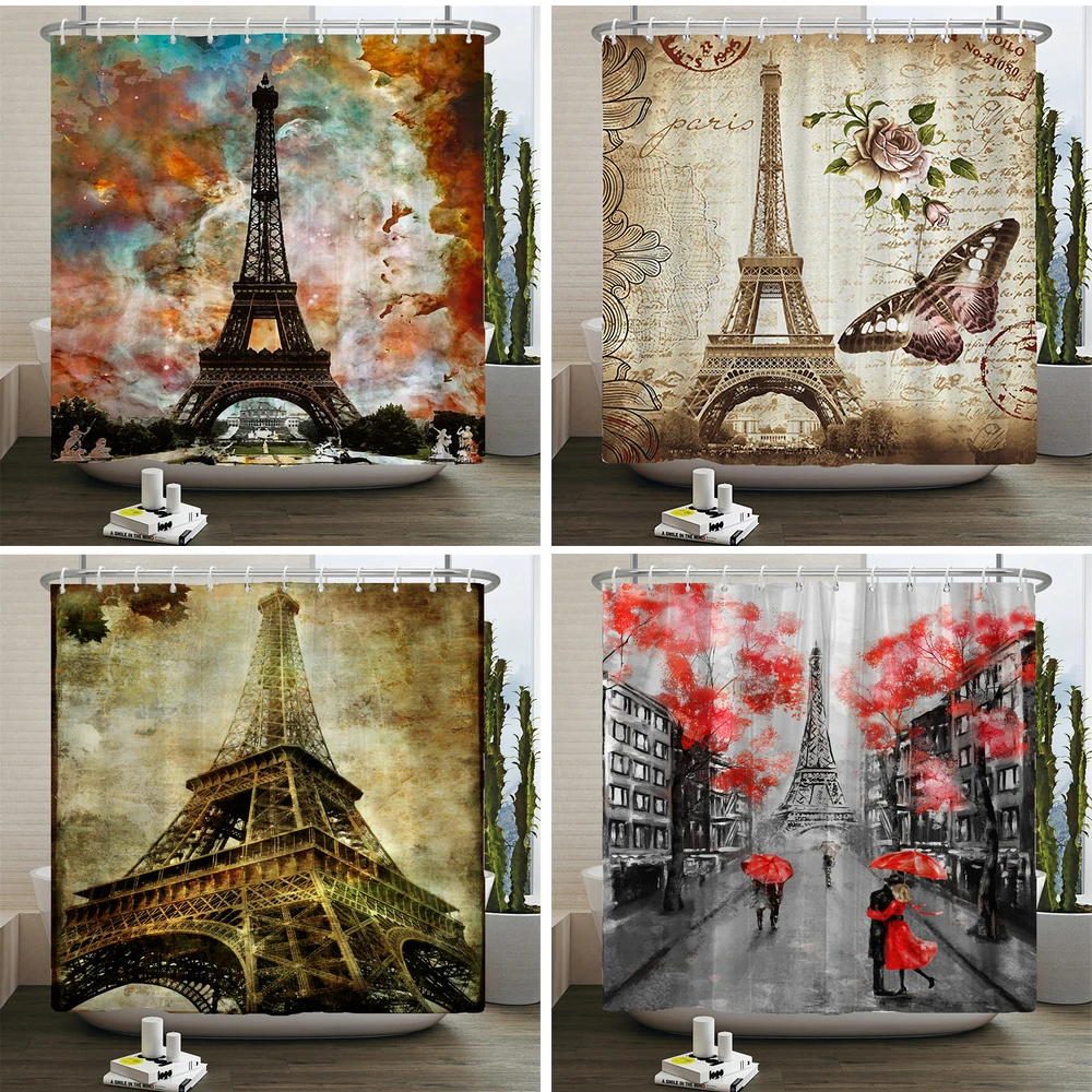 Retro Paris Tower Scenery Printed Shower Curtain Polyester Waterproof Bathroom Curtain City View Bath Curtain Decor Wall Cloth
Retro Paris Tower Scenery Printed Shower Curtain Polyester Waterproof Bathroom Curtain City View Bath Curtain Decor Wall Cloth