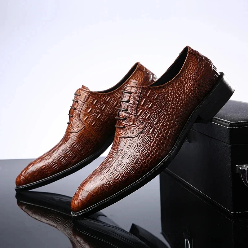 Men's Luxury Crocodile Pattern Genuine Leather Shoes Handmade Vintage Casual Custom Pointed Toe Oxford Dress Shoes
Men's Luxury Crocodile Pattern Genuine Leather Shoes Handmade Vintage Casual Custom Pointed Toe Oxford Dress Shoes