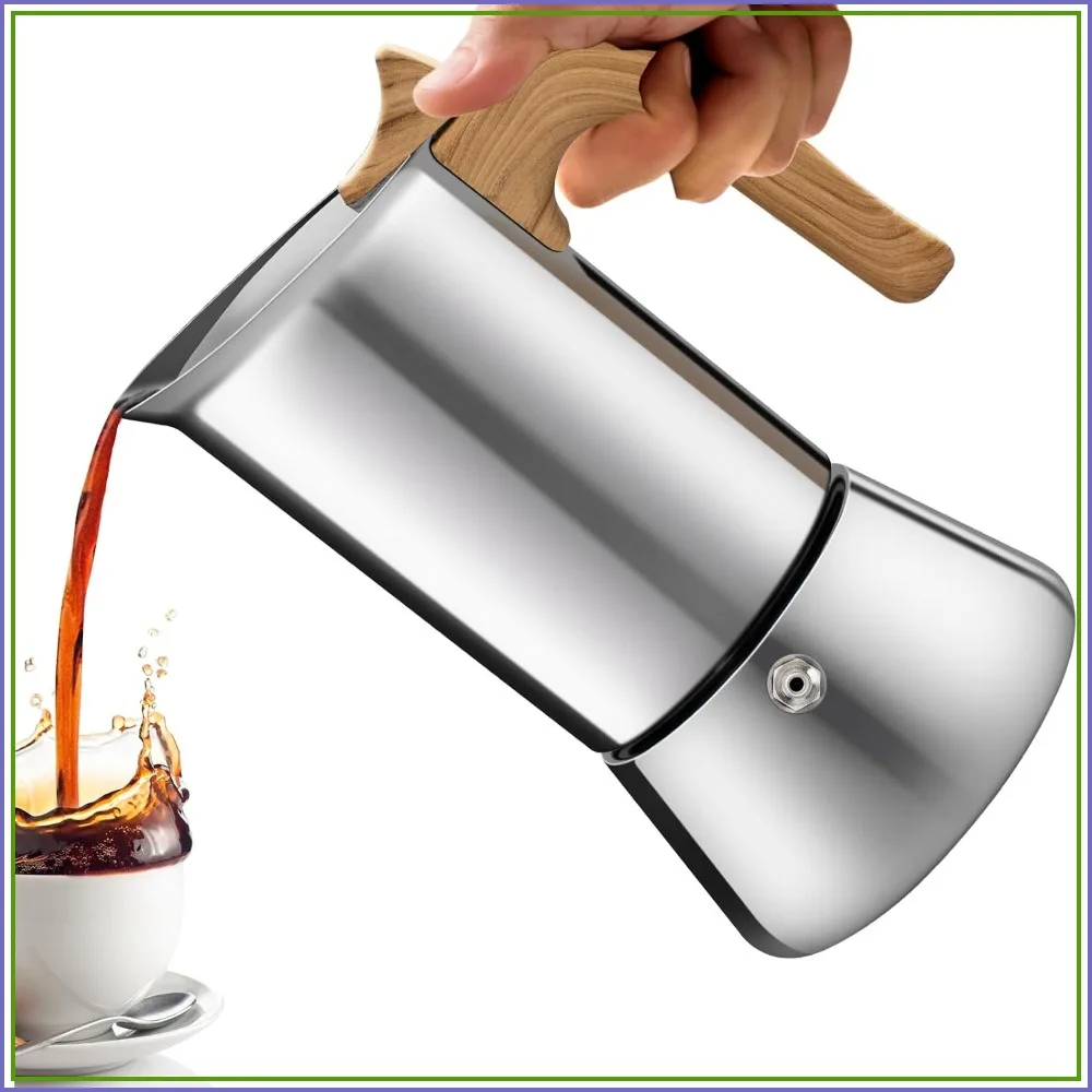 6 Cup Moka Pot, 304 Stainless Steel, Stovetop Espresso Maker, 300ml, Rich Italian Coffee
6 Cup Moka Pot, 304 Stainless Steel, Stovetop Espresso Maker, 300ml, Rich Italian Coffee