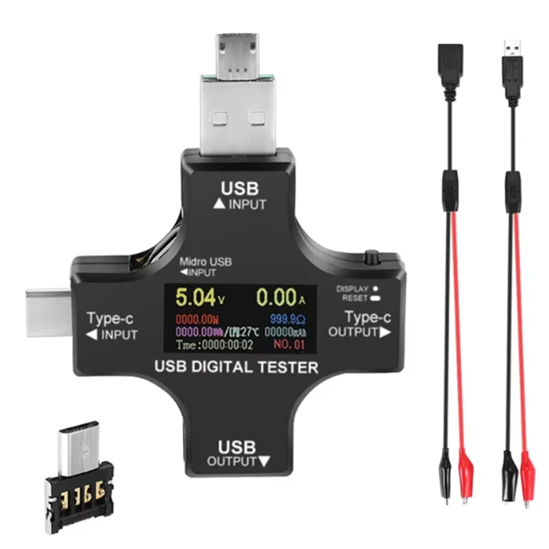 AC62-USB C Tester,2 In 1 Type C USB Tester Color Screen IPS Digital Multimeter,Voltage,Current,Power,Resistance,Temperature
AC62-USB C Tester,2 In 1 Type C USB Tester Color Screen IPS Digital Multimeter,Voltage,Current,Power,Resistance,Temperature