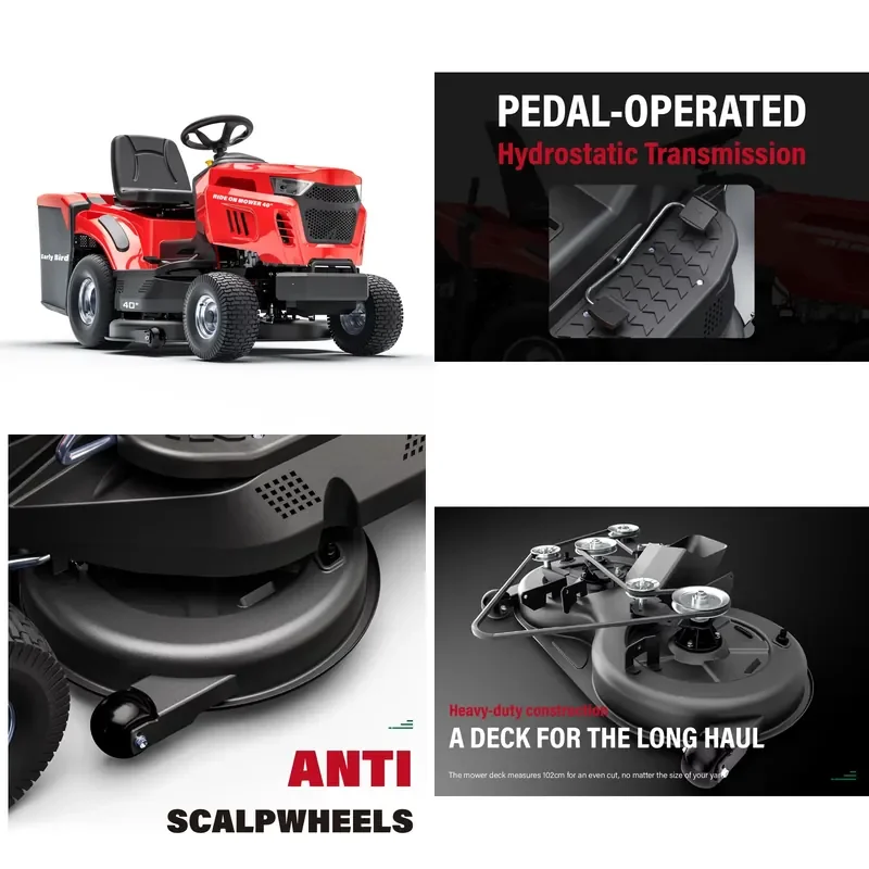 Crusher Riding Lawn Tractor for Garden Use 40 Ride-on Mower High-Efficiency Cutting & Comfortable Riding for Large Gardens