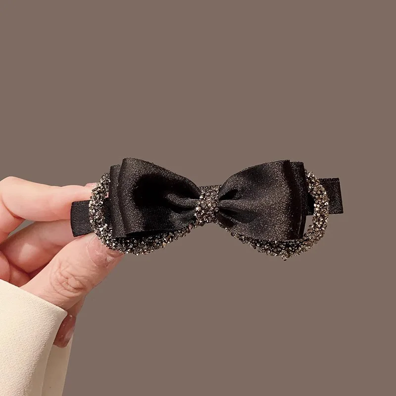 Premium Black Bow Crystal One Side Hair Clip Lightweight Sparkly Rhinestone for Half Up Hairstyle and Bun
Premium Black Bow Crystal One Side Hair Clip Lightweight Sparkly Rhinestone for Half Up Hairstyle and Bun