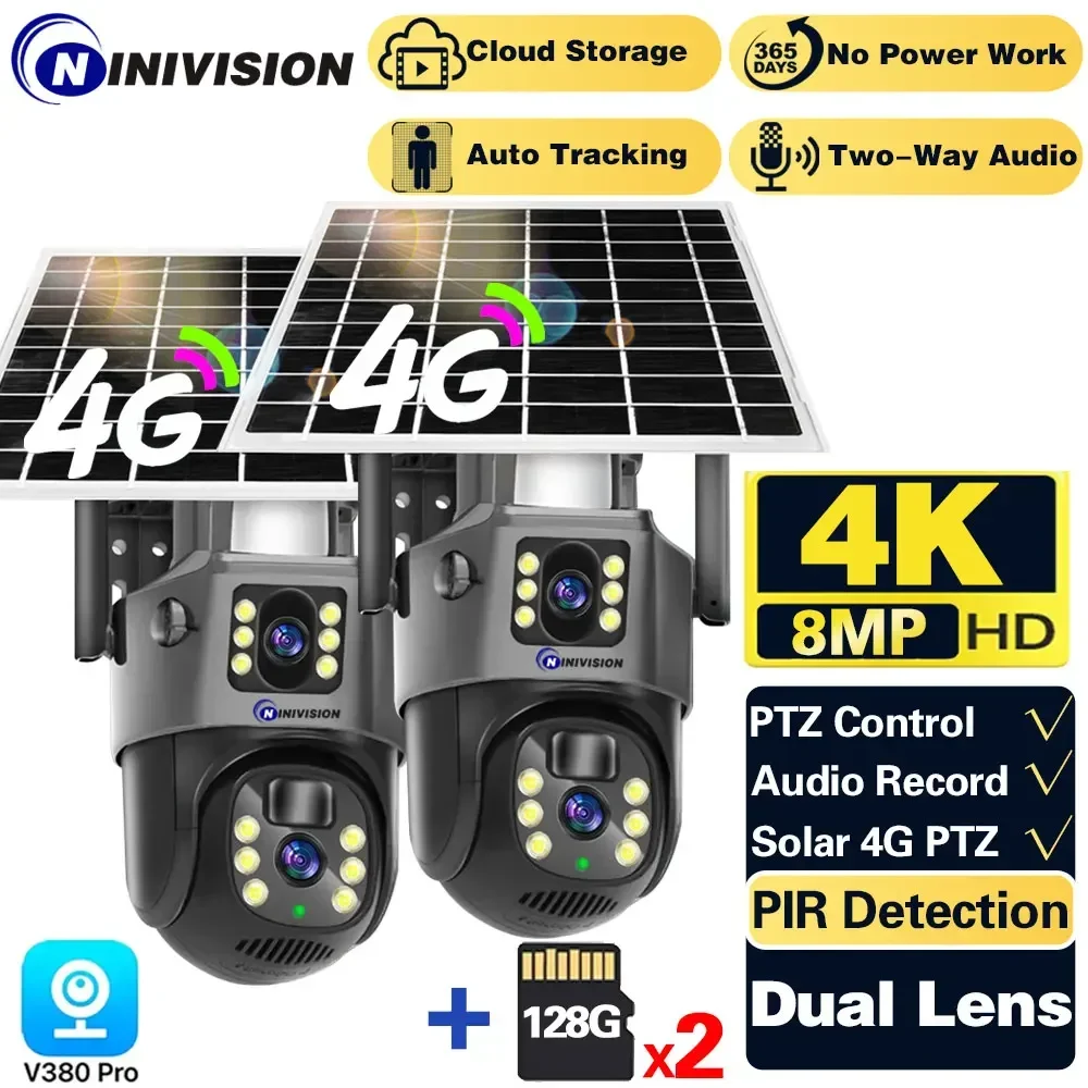 4K 8MP Dual Lens V380 Pro 4G SIM Card Solar Battery PTZ Outdoor Wireless Bidirectional Call Security CCTV Auto Tracking Camera
4K 8MP Dual Lens V380 Pro 4G SIM Card Solar Battery PTZ Outdoor Wireless Bidirectional Call Security CCTV Auto Tracking Camera