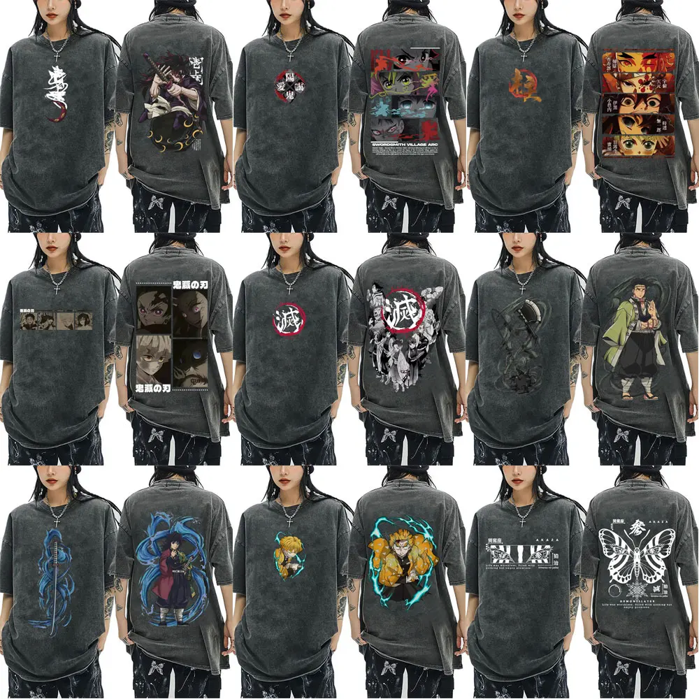 Washed Vintage Anime Demon Slayer Graphic T-shirt Men Women Fashion Oversized T-shirts Male Casual Cotton Short Sleeve T Shirts
Washed Vintage Anime Demon Slayer Graphic T-shirt Men Women Fashion Oversized T-shirts Male Casual Cotton Short Sleeve T Shirts