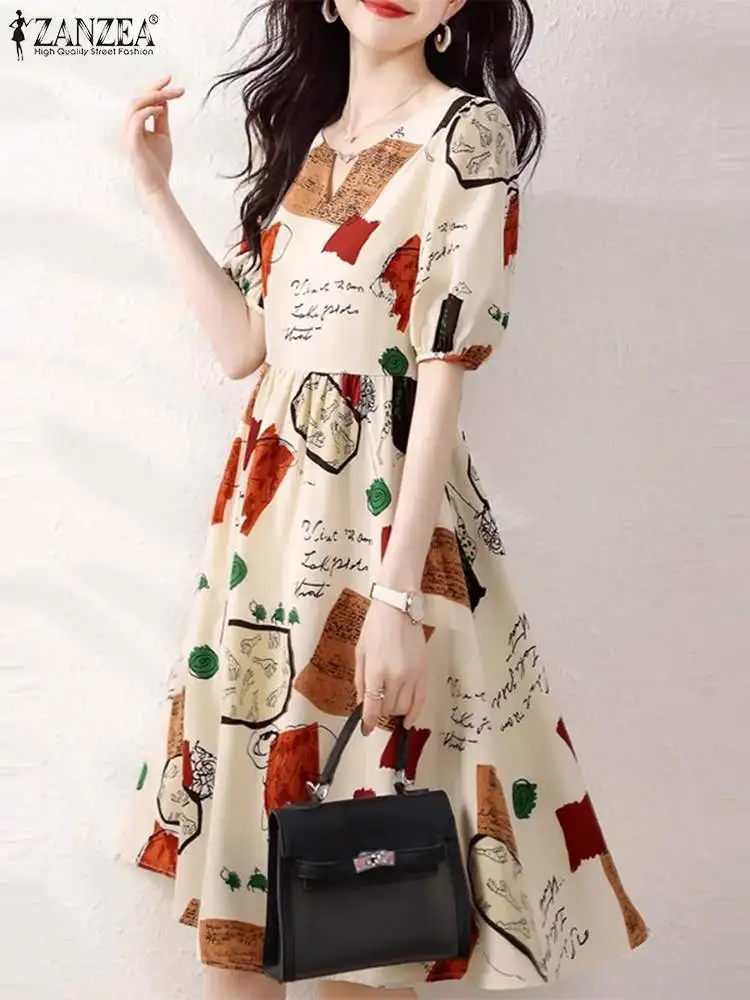 ZANZEA Elegant A-line Print Dress Women Korean Fashion Short Sleeve Vestidos 2024 Summer Holiday V-neck Midi Robe Vintage Dress
ZANZEA Elegant A-line Print Dress Women Korean Fashion Short Sleeve Vestidos 2024 Summer Holiday V-neck Midi Robe Vintage Dress