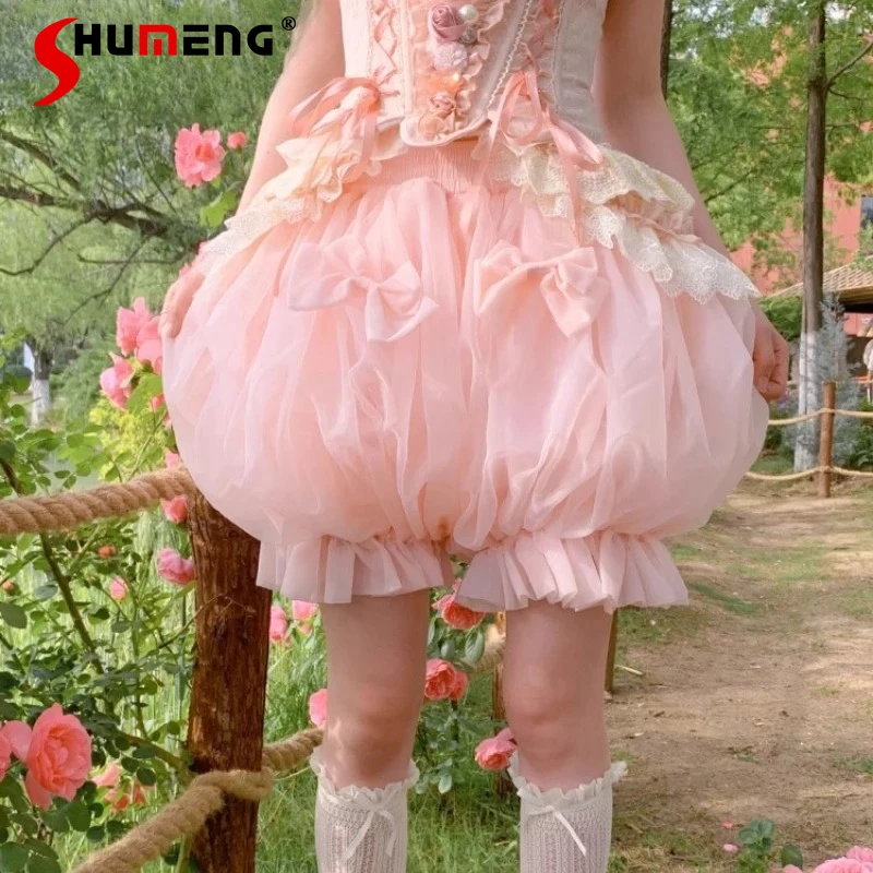 Sweet Princess Pink Lolita Pumpkin Shorts Summer Girl Cute Bow Elastic Waist Lantern Shorts Women's Lo Kawaii Y2k Fluffy Culotta
Sweet Princess Pink Lolita Pumpkin Shorts Summer Girl Cute Bow Elastic Waist Lantern Shorts Women's Lo Kawaii Y2k Fluffy Culotta