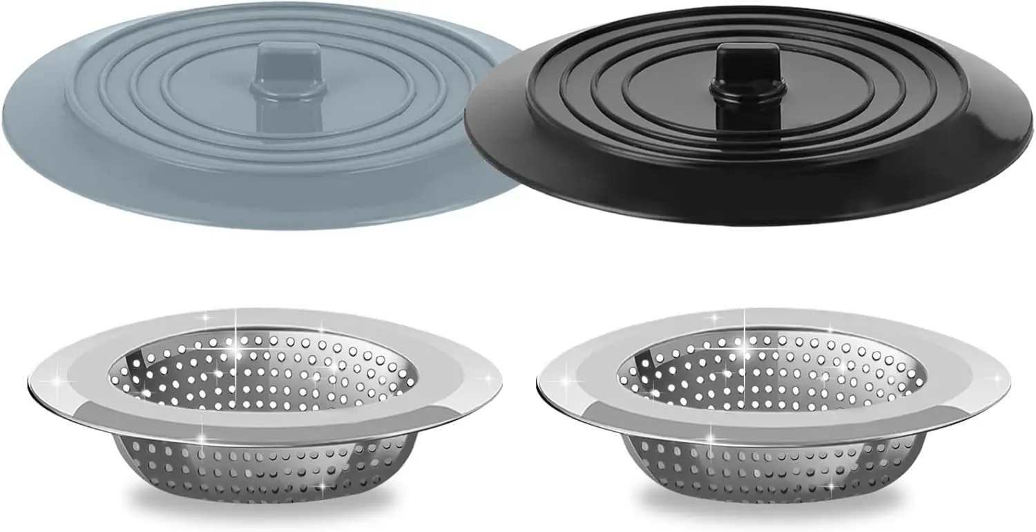 Sink Strainer Stopper 4 Pack, Universal Silicone Kitchen Sink Drain Strainer Cover Plug, 4.5 Inch Stainless Steel Filter
Sink Strainer Stopper 4 Pack, Universal Silicone Kitchen Sink Drain Strainer Cover Plug, 4.5 Inch Stainless Steel Filter