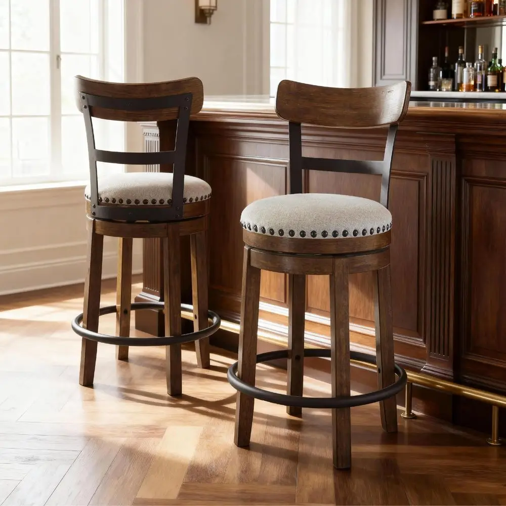 Valebeck Swivel Barstool With Back, RusticIndustrial Wood and Metal, 360Degree Swivel Counter Height Stool for Kitchen Island S
Valebeck Swivel Barstool With Back, RusticIndustrial Wood and Metal, 360Degree Swivel Counter Height Stool for Kitchen Island S