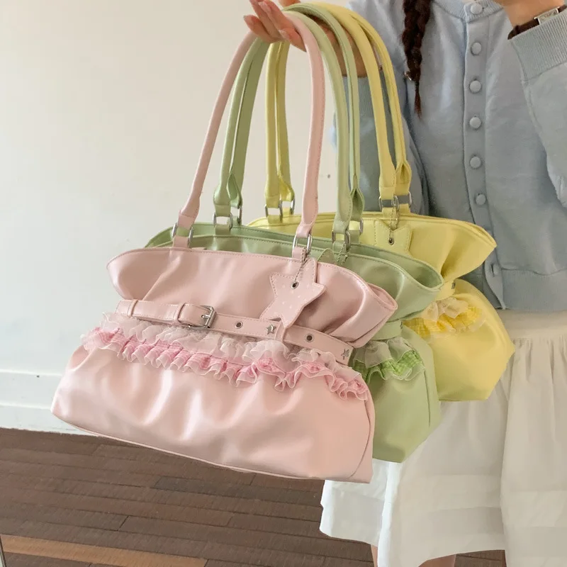 2026 New Belts Decoration Shoulder Bag Women's Large Capacity Soft Pu Leather with Plaid Lace Ruffle & Star Charm Shoulder Bag
2026 New Belts Decoration Shoulder Bag Women's Large Capacity Soft Pu Leather with Plaid Lace Ruffle & Star Charm Shoulder Bag