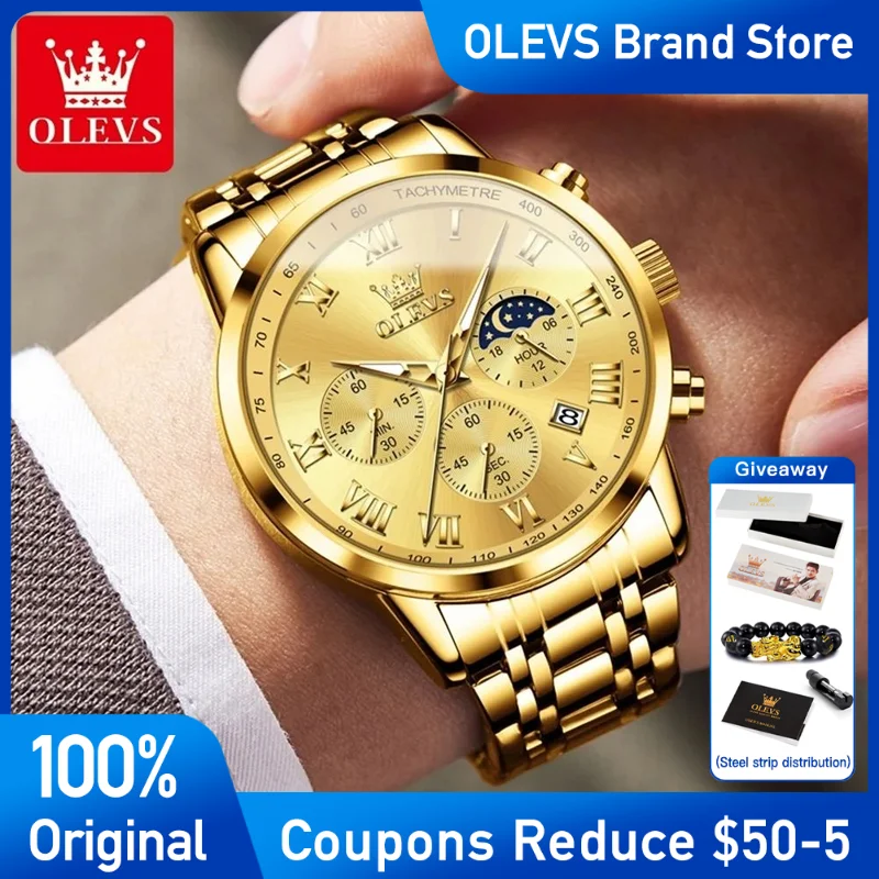OLEVS 5529 Mens Watch Original Waterproof Luminous Quartz Watch Automatic Date Watch For Men Moon Phase With Box Reloj Hombre
OLEVS 5529 Mens Watch Original Waterproof Luminous Quartz Watch Automatic Date Watch For Men Moon Phase With Box Reloj Hombre