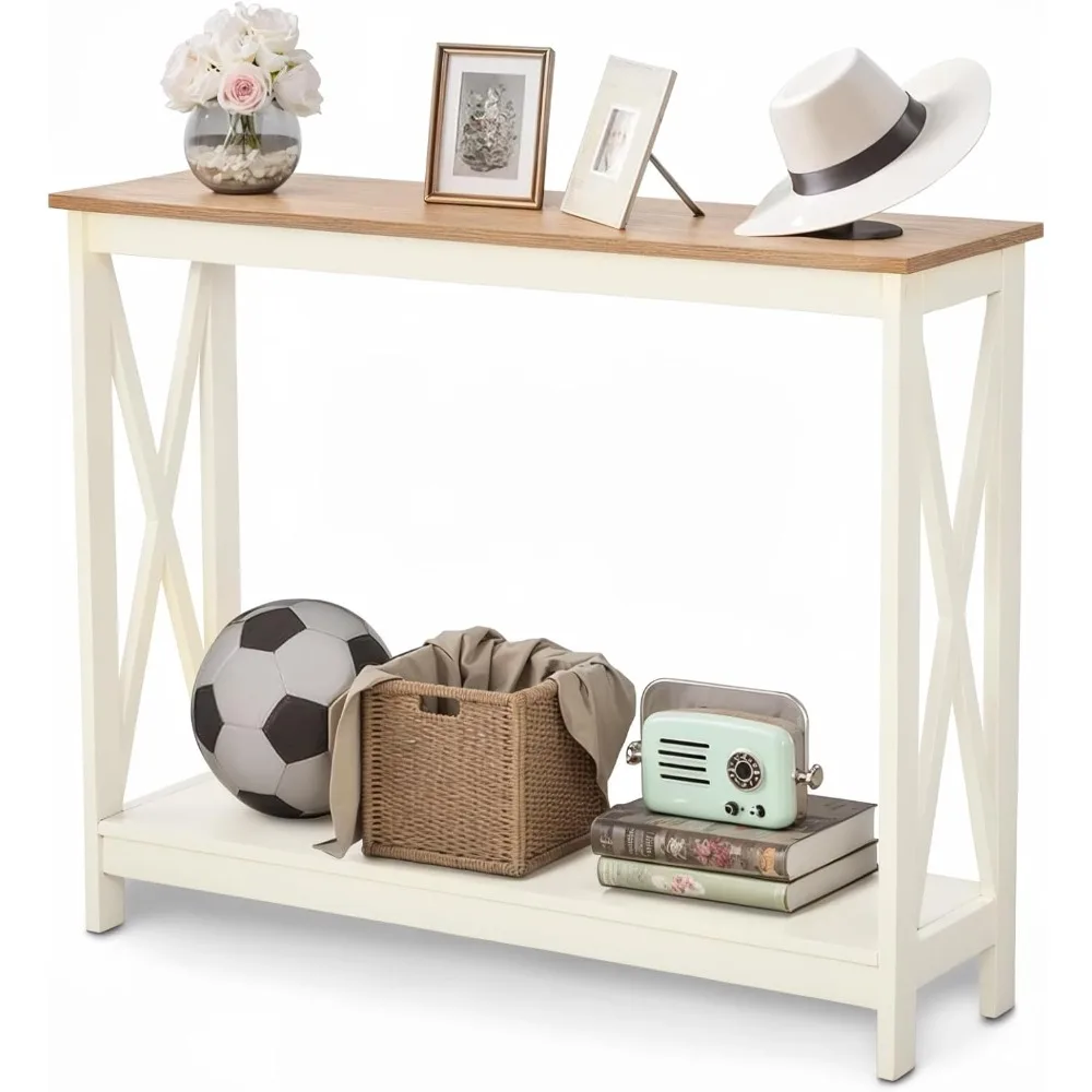 Vintage Farmhouse Entryway Console Table, 2-Tier Narrow Sofa Table with Storage Shelf for Living Room and Hallway, Rustic White
Vintage Farmhouse Entryway Console Table, 2-Tier Narrow Sofa Table with Storage Shelf for Living Room and Hallway, Rustic White
