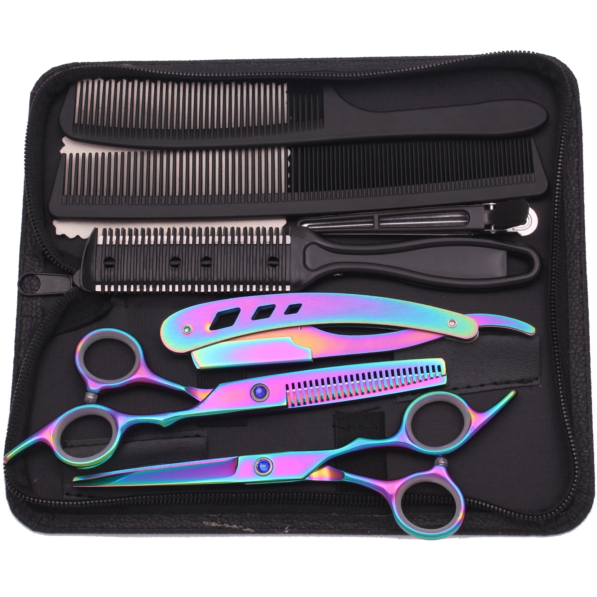 Hairdressing Scissors JP Stainless Black Hair Cutting Scissors Barber Shop Thinning Scissors Set Comb Razor Dropshipping C1001
Hairdressing Scissors JP Stainless Black Hair Cutting Scissors Barber Shop Thinning Scissors Set Comb Razor Dropshipping C1001