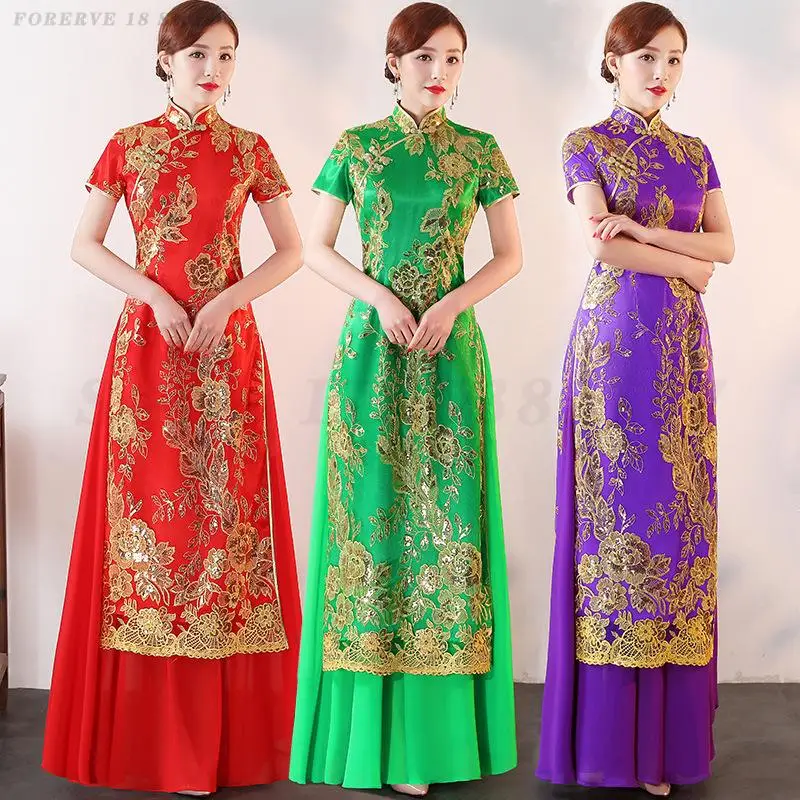 Large Size 5XL Ao Dai Cheongsam Sexy Lace Fashion Show Qipaos Chinese Traditional Stage Performance Dance Costume Female Dress
Large Size 5XL Ao Dai Cheongsam Sexy Lace Fashion Show Qipaos Chinese Traditional Stage Performance Dance Costume Female Dress
