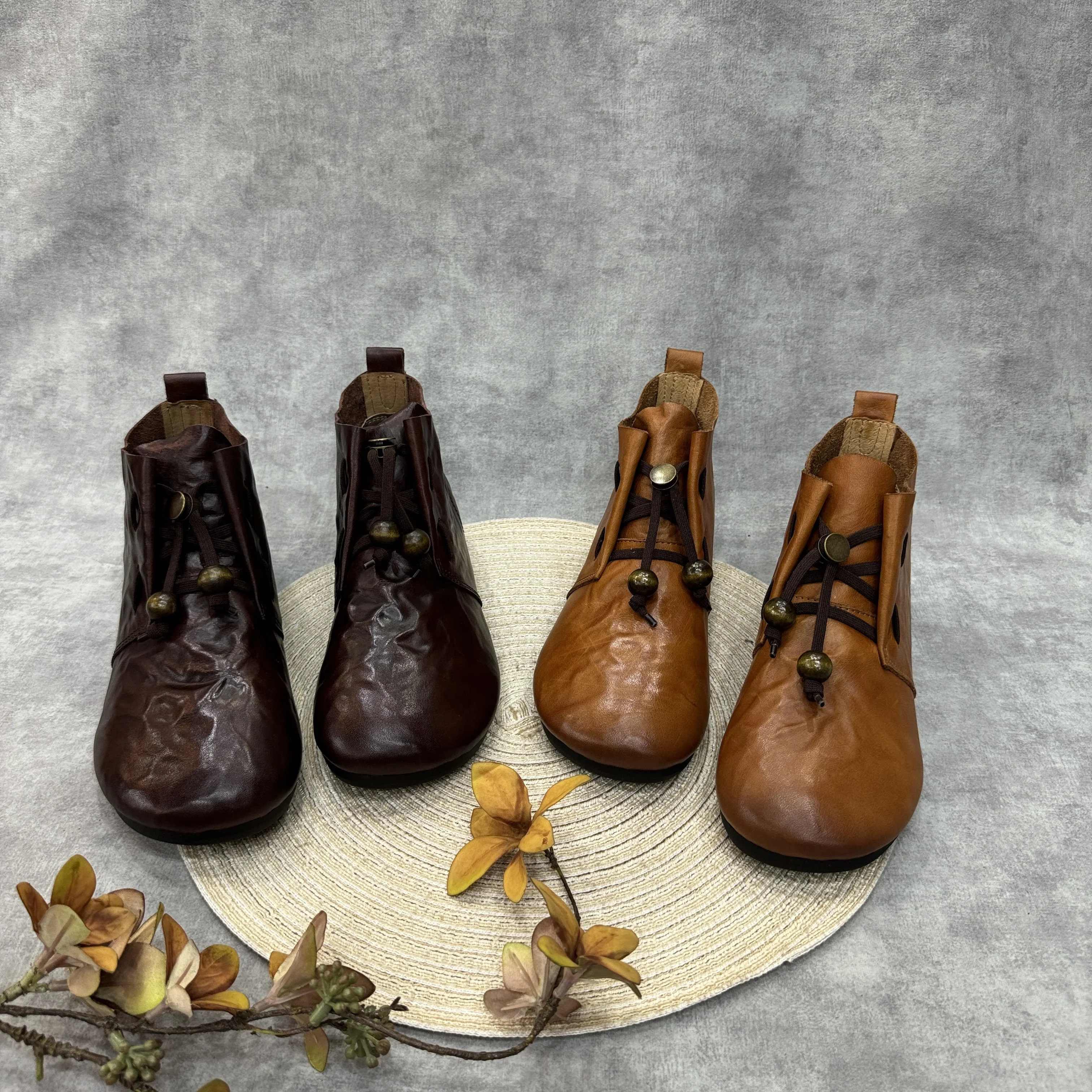 Birkuir Retro Ankle Boots For Women Lace Up Metal Short Boots Flat Heel Shoes Soft Soles Genuine Leather Handmade Casual Shoes
Birkuir Retro Ankle Boots For Women Lace Up Metal Short Boots Flat Heel Shoes Soft Soles Genuine Leather Handmade Casual Shoes