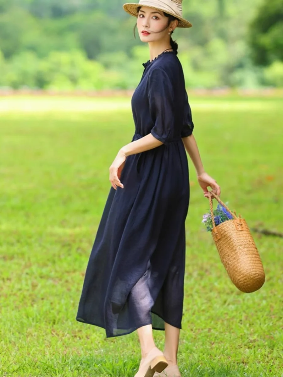 Elegant Embroidered Hemp Dress Lightweight Cotton Linen Spring Summer New Style Retro Artistic Long Skirt for Women
Elegant Embroidered Hemp Dress Lightweight Cotton Linen Spring Summer New Style Retro Artistic Long Skirt for Women