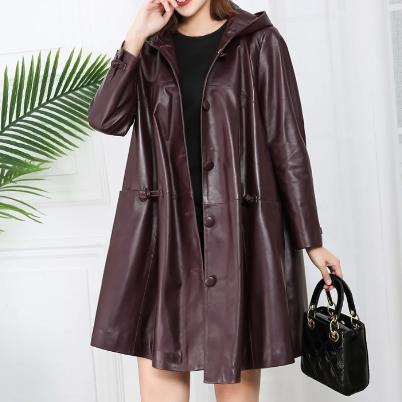 AYUNSUE Hooded Genuine Sheepskin Leather Jackets Women Spring Autumn 2022 Women's Windbreaker Jacket Oversized Coat Female Ropa
AYUNSUE Hooded Genuine Sheepskin Leather Jackets Women Spring Autumn 2022 Women's Windbreaker Jacket Oversized Coat Female Ropa