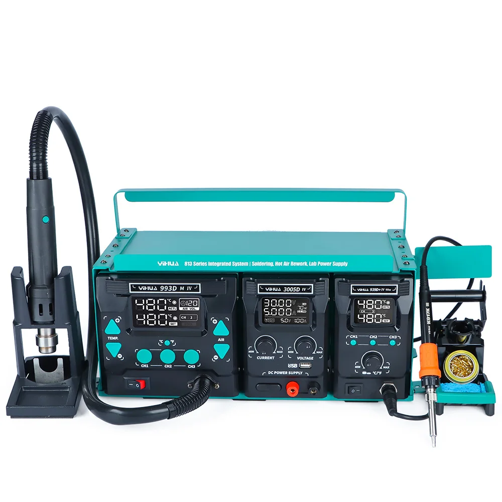 YIHUA 813 Portable 3 Machines Combination Repair Set Phone Laptop Repair DC Power Supply Hot Air Soldering Station
YIHUA 813 Portable 3 Machines Combination Repair Set Phone Laptop Repair DC Power Supply Hot Air Soldering Station