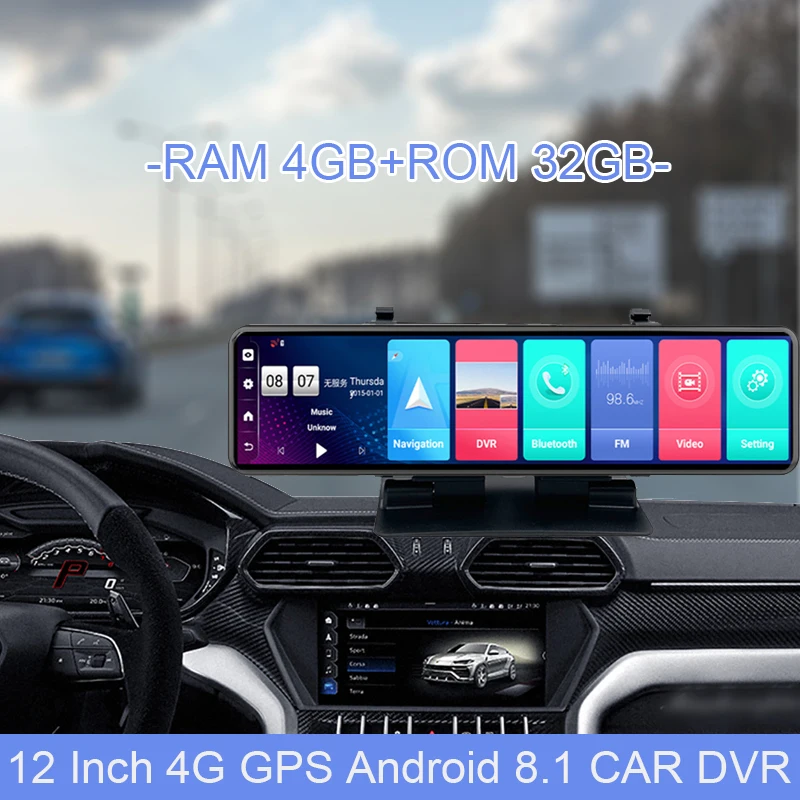 12 inch Android 8.1 GPS Navigation 4G Dash Cam Dual cameras rearview mirror ADAS video recorder 24h park monitor DVRS
12 inch Android 8.1 GPS Navigation 4G Dash Cam Dual cameras rearview mirror ADAS video recorder 24h park monitor DVRS