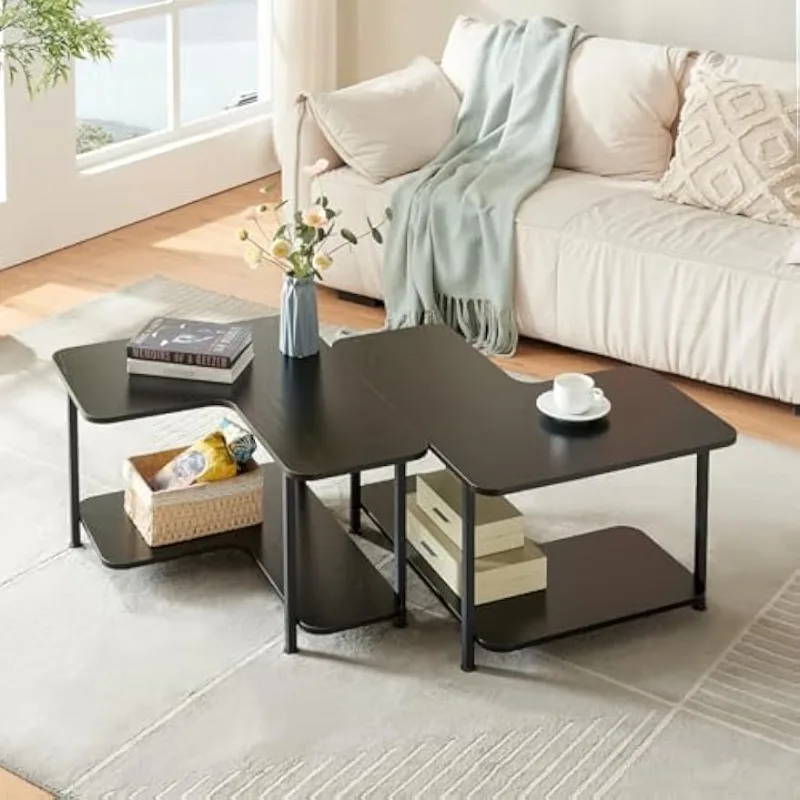 Modular Coffee Table Set of 2, Simple Design CoffeeTable with Shelf, Multi-Configurable 2-Tier Industrial Side End Table
Modular Coffee Table Set of 2, Simple Design CoffeeTable with Shelf, Multi-Configurable 2-Tier Industrial Side End Table