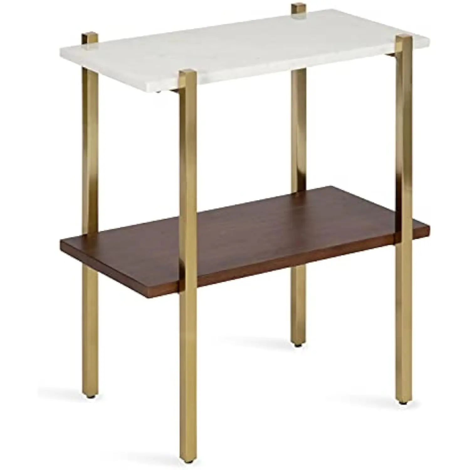 Abcott Midcentury Side Table, 20 X 12 X 24, Walnut Brown and Gold, Decorative Two-Tier Bedroom Nightstand Table with Genuine m
Abcott Midcentury Side Table, 20 X 12 X 24, Walnut Brown and Gold, Decorative Two-Tier Bedroom Nightstand Table with Genuine m