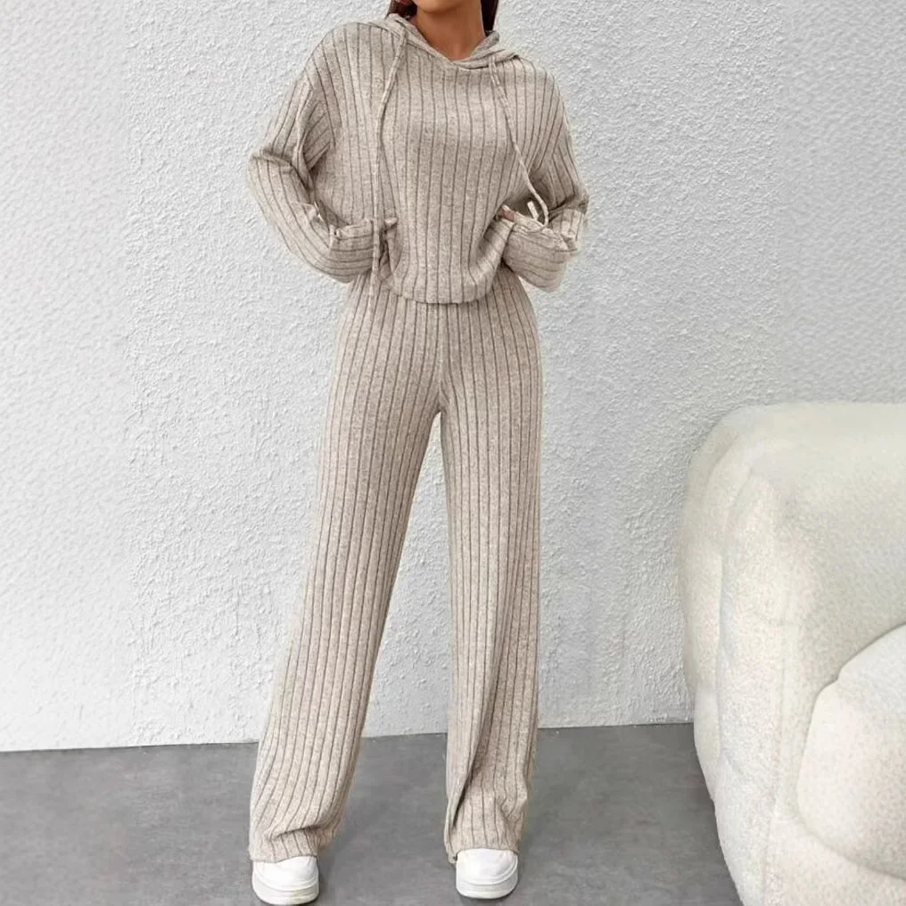 Hooded Top Pants 2-piece Set Fashionable Long-sleeved For Women Autumn Winter Solid Color Loose Knitted Sweatshirt Suit Female
Hooded Top Pants 2-piece Set Fashionable Long-sleeved For Women Autumn Winter Solid Color Loose Knitted Sweatshirt Suit Female