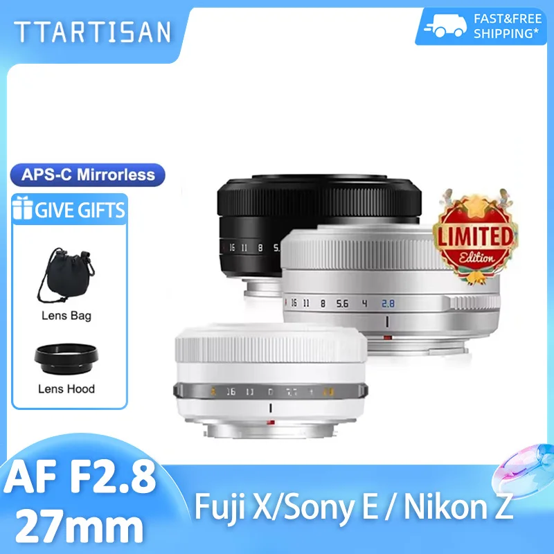 TTArtisan AF 27mm F2.8 APS-C Autofocus Mirrorless Camera Lens for Sony A9 A6400 A7III ZVE10 Fx30 Nikon Z50 Z5 fujifilm XT100 XA7
TTArtisan AF 27mm F2.8 APS-C Autofocus Mirrorless Camera Lens for Sony A9 A6400 A7III ZVE10 Fx30 Nikon Z50 Z5 fujifilm XT100 XA7