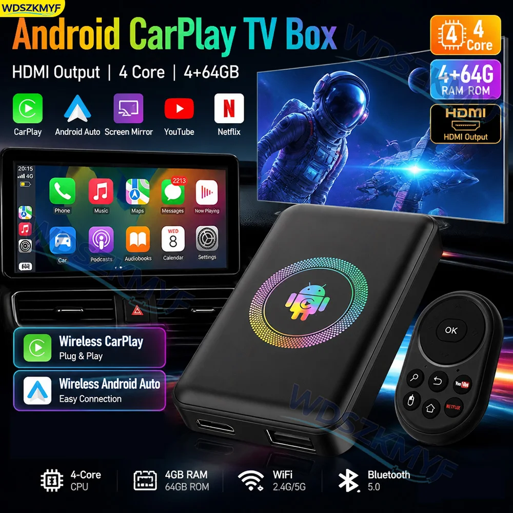 2026 4+64G Android Wireless CarPlay Ai Box Smart Plug & Play 5 in 1 Android Auto HDMI Port Car Tv Box For YouTube Netflix
2026 4+64G Android Wireless CarPlay Ai Box Smart Plug & Play 5 in 1 Android Auto HDMI Port Car Tv Box For YouTube Netflix