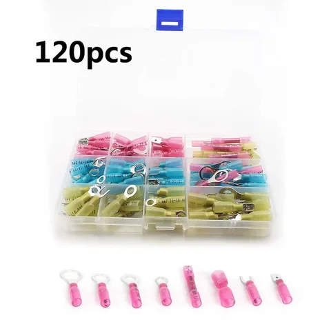 120pcs /box Waterproof Heat Shrink Connectors Solder tube Terminals Wire Electrical cable Insulated Crimp Marine Automotive Seal
120pcs /box Waterproof Heat Shrink Connectors Solder tube Terminals Wire Electrical cable Insulated Crimp Marine Automotive Seal