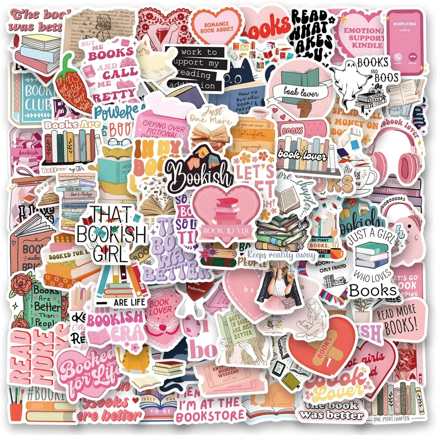 120PCS Kindle Book Stickers Pack for IPAD, e-Book Reader, Laptop, Cute Booktok Vinyl Stickers, Bookish Lover Gift Accessories
120PCS Kindle Book Stickers Pack for IPAD, e-Book Reader, Laptop, Cute Booktok Vinyl Stickers, Bookish Lover Gift Accessories