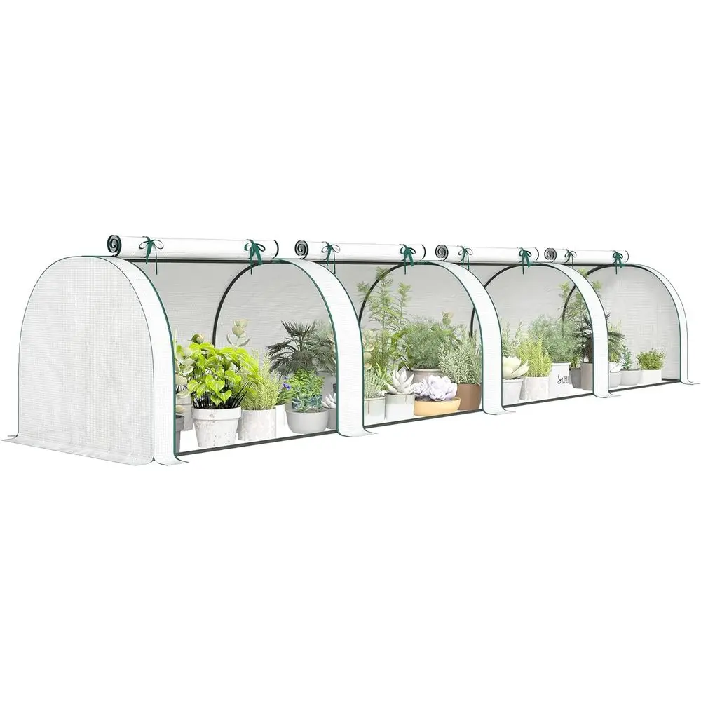 Portable Outdoor Mini Greenhouse, 177.2 x 39.4 x 31.5, 4 Roll-Up Doors, PE Cover, White
Portable Outdoor Mini Greenhouse, 177.2 x 39.4 x 31.5, 4 Roll-Up Doors, PE Cover, White