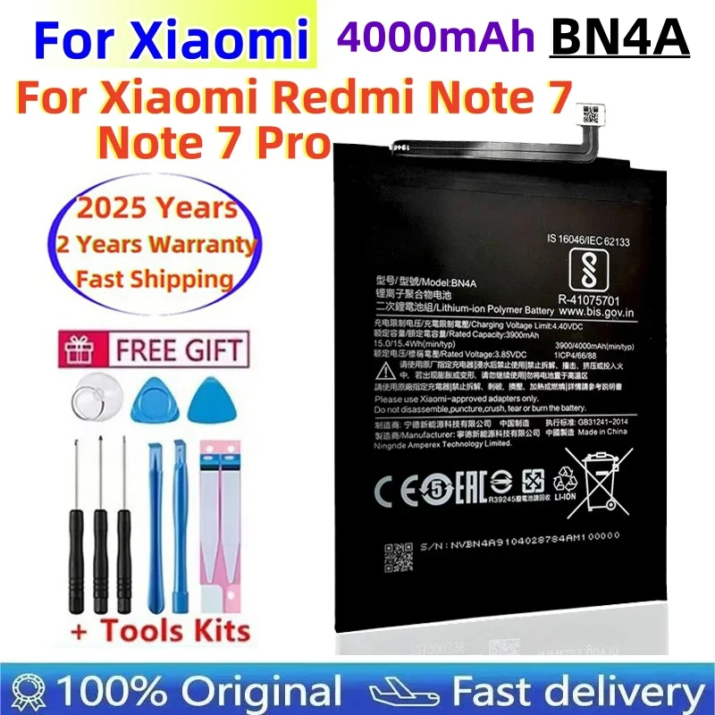2025 Years BN4A Original Battery For Xiaomi Redmi Note7 Note 7 Pro M1901F7C 4000mAh Phone Battery Bateria Fast Shipping + Tools
2025 Years BN4A Original Battery For Xiaomi Redmi Note7 Note 7 Pro M1901F7C 4000mAh Phone Battery Bateria Fast Shipping + Tools