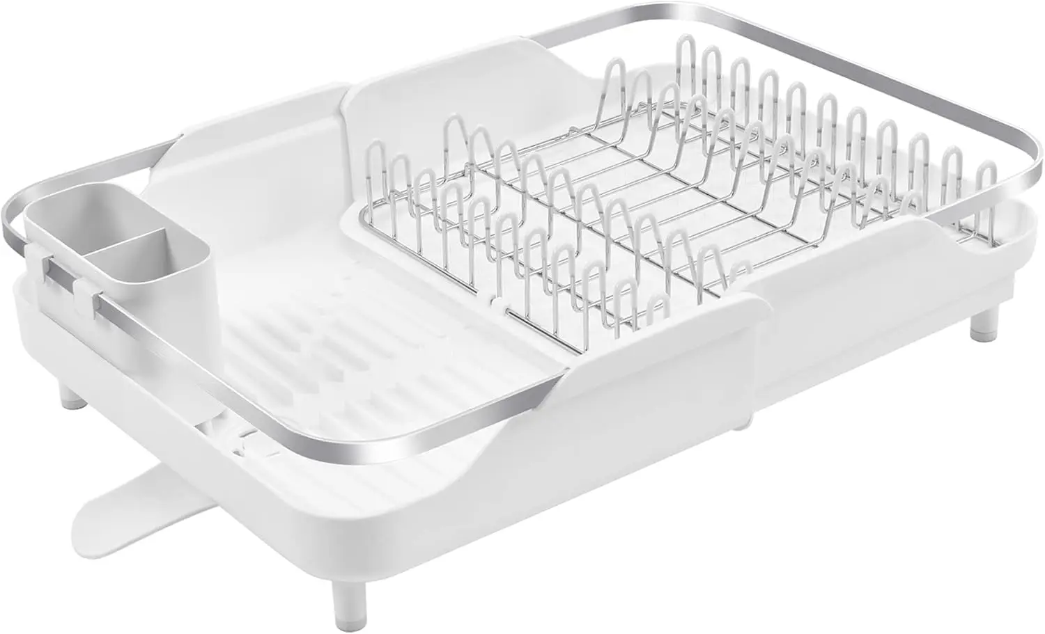Expandable Stainless Steel Dish Drying Rack with Drainboard and Detachable Cutlery Holder, Large White
Expandable Stainless Steel Dish Drying Rack with Drainboard and Detachable Cutlery Holder, Large White
