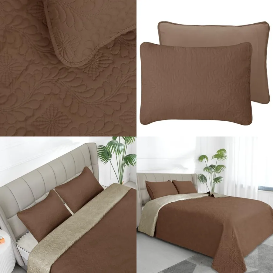 Full/Queen Size Reversible Quilt Set with 1 Quilt and 2 Pillow Shams, Soft Bed Quilt Cover, Water Resistant Lightweight Microfi
Full/Queen Size Reversible Quilt Set with 1 Quilt and 2 Pillow Shams, Soft Bed Quilt Cover, Water Resistant Lightweight Microfi