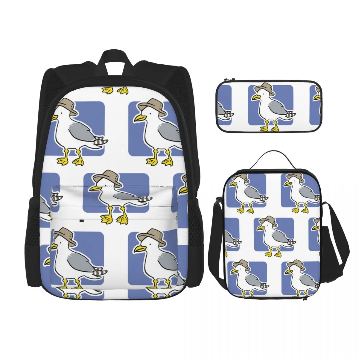 Seagull With Backpacks Children Bookbag School Bags Rucksack Lunch Bag Pen Bag Three-Piece Set
Seagull With Backpacks Children Bookbag School Bags Rucksack Lunch Bag Pen Bag Three-Piece Set