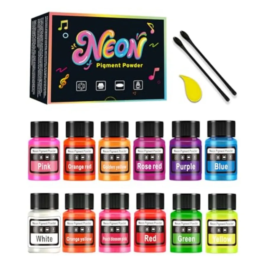 Neon Pigment Powder - Vibrant Fluorescent Epoxy Resin Pigment Powder, Non-Toxic Neon Colorant for Nail Art, Slime, Painting, Ba
Neon Pigment Powder - Vibrant Fluorescent Epoxy Resin Pigment Powder, Non-Toxic Neon Colorant for Nail Art, Slime, Painting, Ba