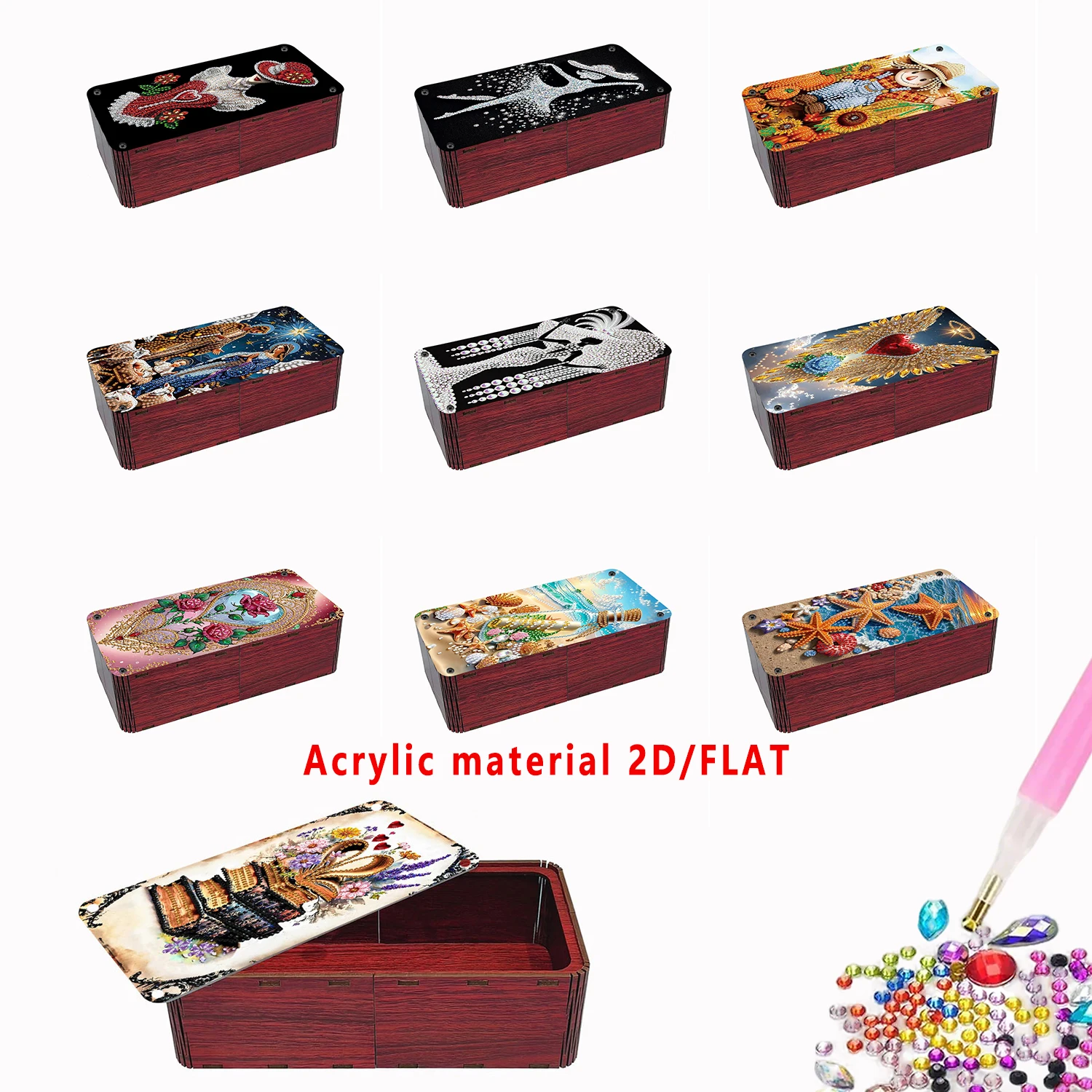 A diamond painting red rectangular desktop storage box kit with a creative floral landscape design, desktop storage
A diamond painting red rectangular desktop storage box kit with a creative floral landscape design, desktop storage