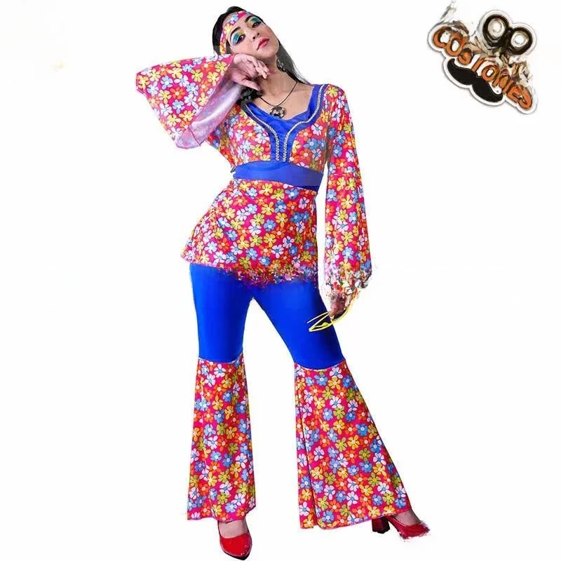 Women's Big Flower Hippie Suit Disco Costume Halloween Carnival Ethnic Stage Performance Clothing Spring Fashion Trend
Women's Big Flower Hippie Suit Disco Costume Halloween Carnival Ethnic Stage Performance Clothing Spring Fashion Trend