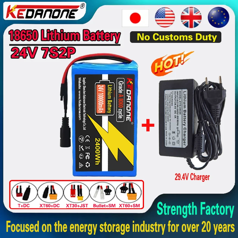 24V 100000mAh 7s2p 18650 lithium-ion battery pack 29.4v 100000mAh lithium-ion battery pack with BMS
24V 100000mAh 7s2p 18650 lithium-ion battery pack 29.4v 100000mAh lithium-ion battery pack with BMS