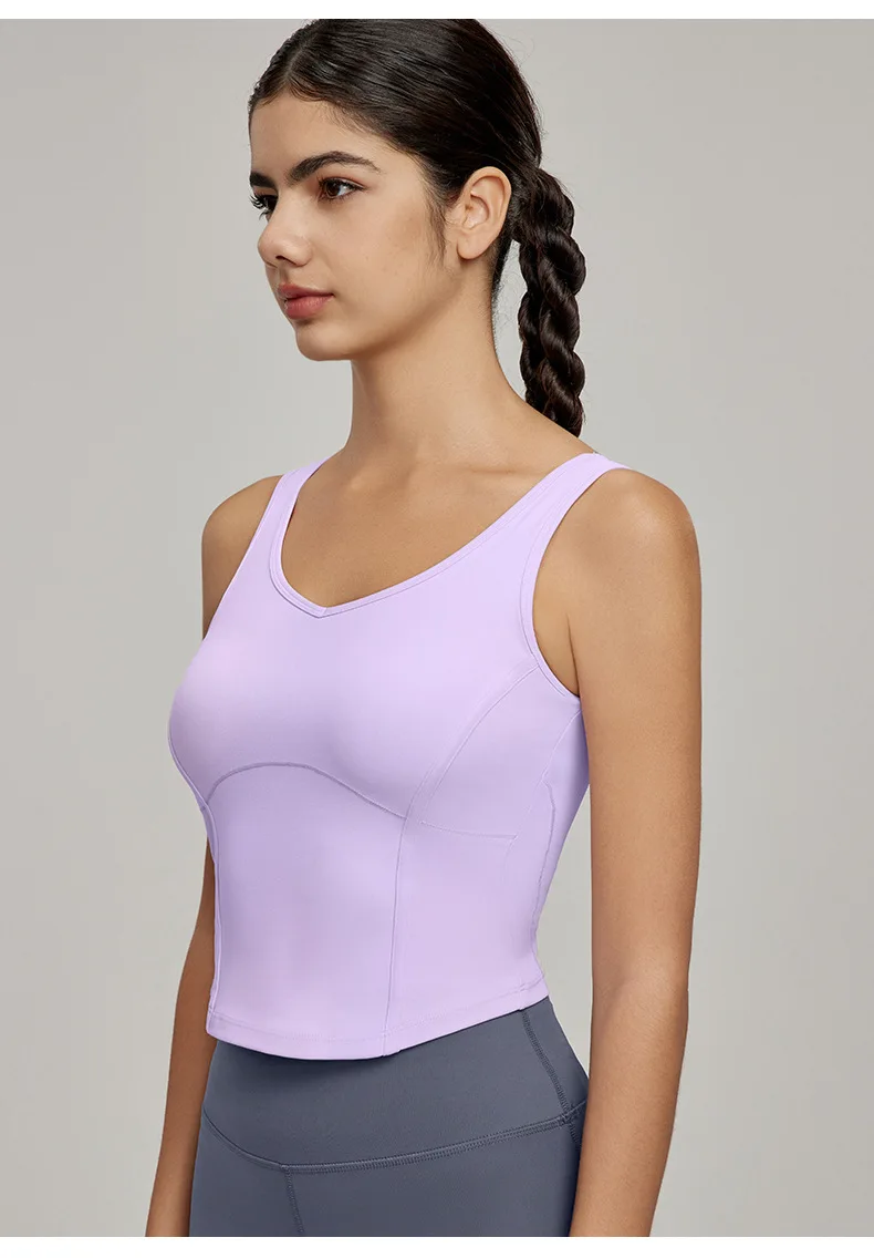 Women's Yoga Vest Fitness Vest With Chest Pads Body-shaping Beautiful Back Versatile Outdoor Sports Vest Tanks Purple
Women's Yoga Vest Fitness Vest With Chest Pads Body-shaping Beautiful Back Versatile Outdoor Sports Vest Tanks Purple
