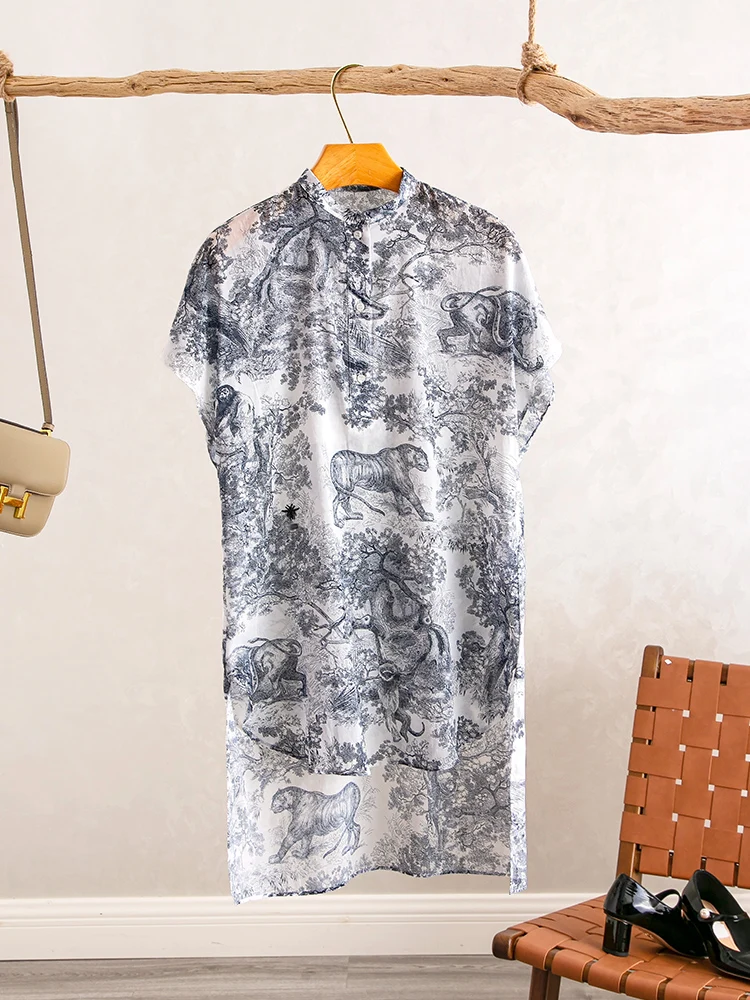 YongLeap Retro Sle Cotton irt Women's Stand Collar Printed Loose Fit Summer New Arrival Classic Tee Buttoned Top
YongLeap Retro Sle Cotton irt Women's Stand Collar Printed Loose Fit Summer New Arrival Classic Tee Buttoned Top